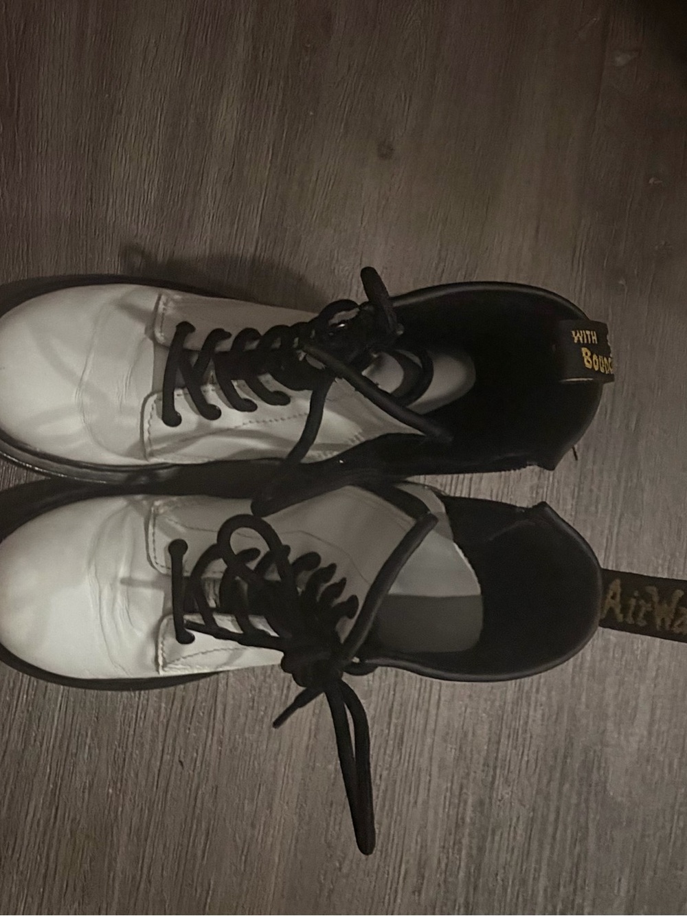 Dr. Martens Kids White and Black Lace-Up Boots